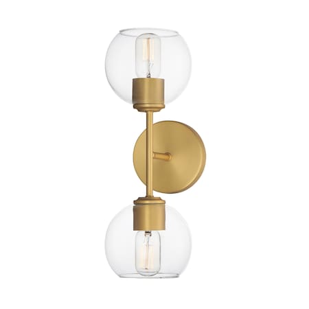 Maxim Lighting Knox 2-Light Wall Sconce, Natural Aged Brass 21632CLNAB